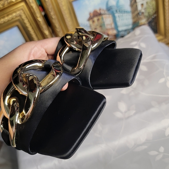 EUC Jeffrey Campbell Black Park Chain Slides Flats Slip-On Sandals Size 7‎ - Picture 5 of 8